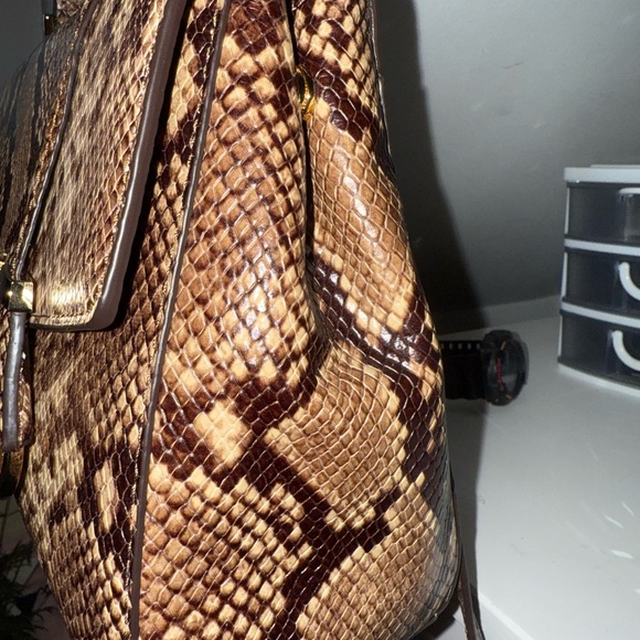 Michael Kors Tan Snake Print Satchel - Picture 6 of 11